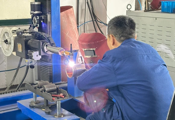 Welding a filter component at a partner workshop